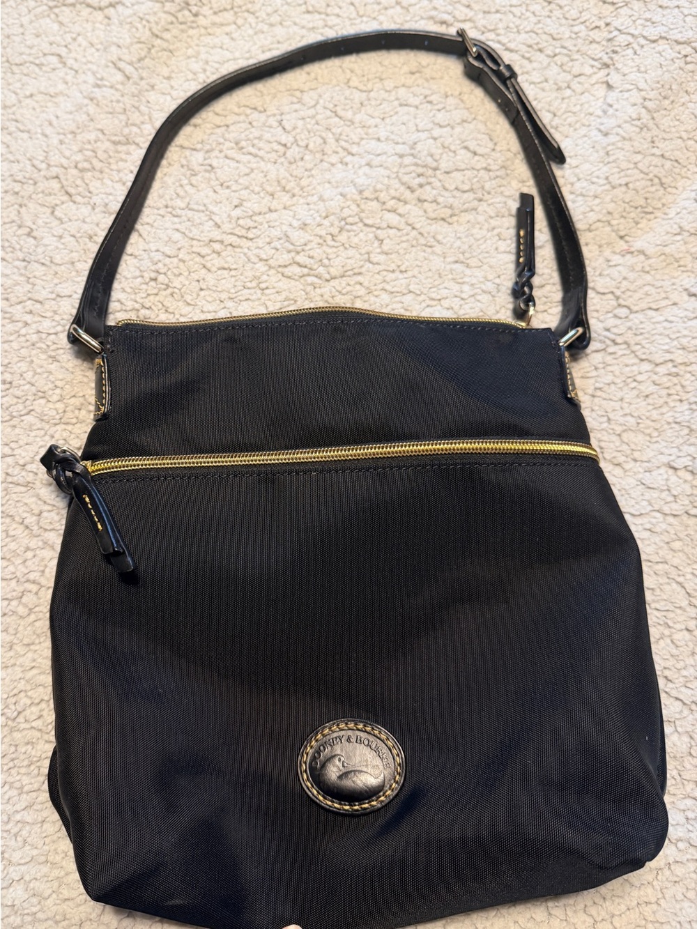 Dooney & Bourke Black Nylon Crossbody with Gold Hardware
